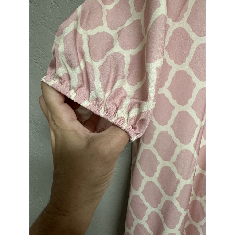 Women's Emery Rose Pink White Patterned Midi Dress S
